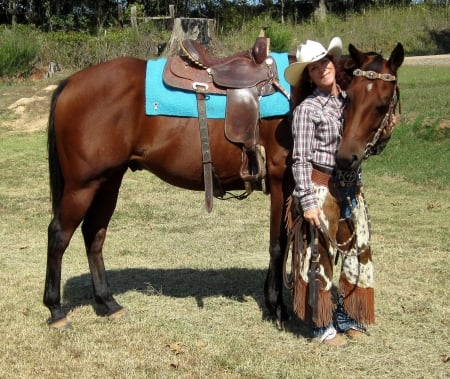 True Love.. - girls, women, style, fun, trees, female, cowgirl, boots, hats, outdoors, rodeo, brunettes, western, horses, saddle, ranch