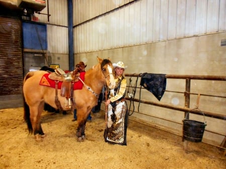 Her Rodeo Life.. - women, girls, fun, models, female, cowgirl, hats, western, saddle, palamino, style, fashion, boots, rodeo, horse, blondes, barn