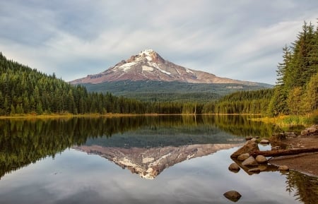 Mountain View - Mountains, Oregon, Trillium lake, Lake