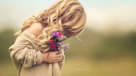 Little Gitl - mood, child, flowers, girl