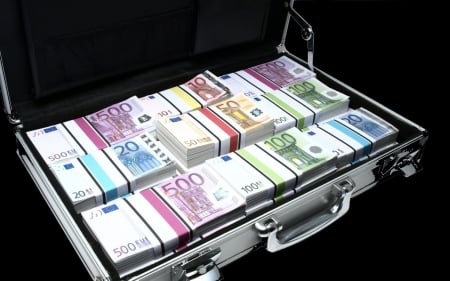 Briefcase Full Of Money - notes, euros, currency, money, briefcase