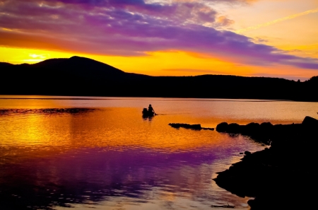 Sunset at the Lake - nature, lake, sunset, pretty