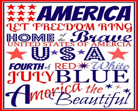 Happy birthday - white, blue, red, America, July, celebration