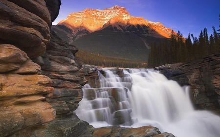 Falls - river, sunset, nature, waterfall, falls, sunrise, mountain