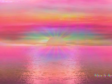 Rainbow Sunrise - rainbow, sea, ocean, nature, sun, sunrise