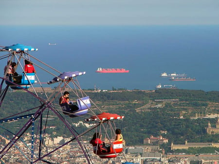 Barcelona - spain, view, wheel, barcelona