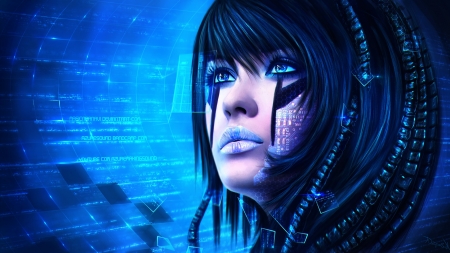 Azureflux - fantasy, blue, woman, azureflux, girl, face, magicnaanavi, luminos