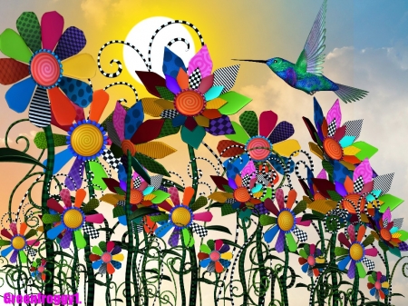 PATCHWORK GARDEN - patchwork, art, abstract, flowers