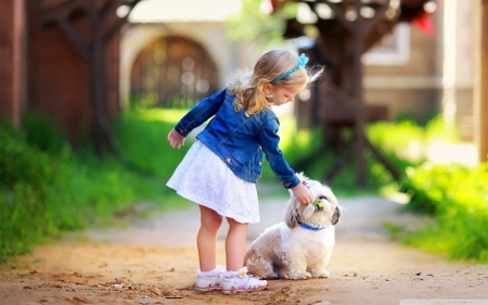 Best friends ever - kid, children, girl, dog, animal, little girl