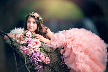 Little princess - ashlyn mae, dress, girl, rose, copil, flower, pink, child