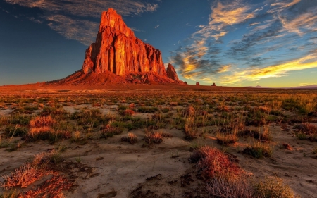 Desert Canyon, Grassy Rocks, New Mexico - sky, landscape, mountain, clouds