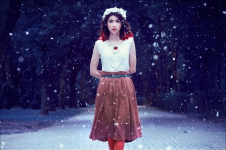 Beauty in Snow - winter, woman, model, snow