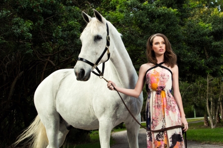 Lovely Girl - horse, animal, woman, model