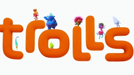 Trolls (2016) - white, trolls, movie, orange, funny, animation, poster