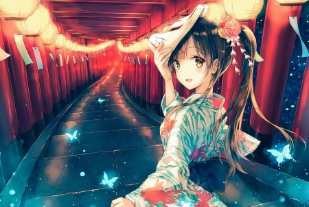 Cute Girl - kimono, anime, girl, cute