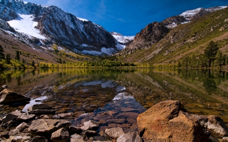 two mountains - mountains, cool, river, fun, nature