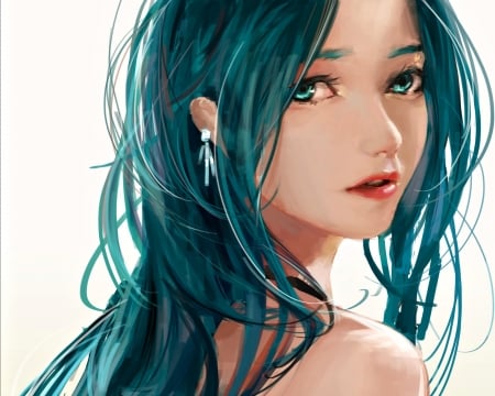 Hatsune Miku - anime, vocaloid, realistic, blue, portrait, girl, ai mo amor, beauty, hatsune miku, manga, fantasy, white, face, art