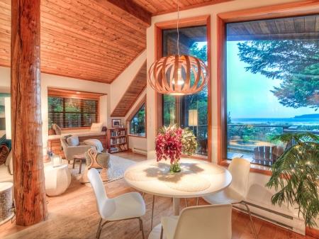 Living Room - table, chairs, landscape, window