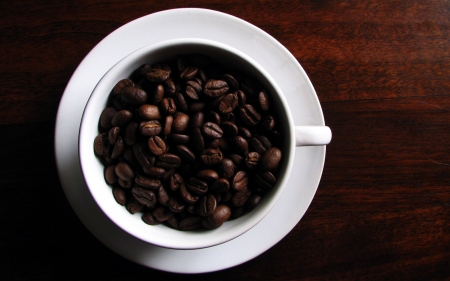 coffee - beans, coffee, saucer, cup