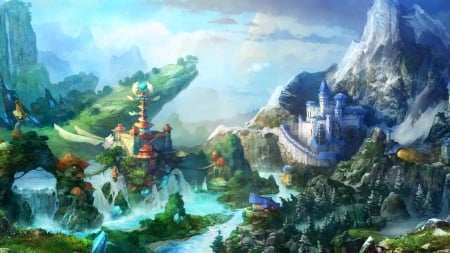 Prime world - game, fantasy, blue, prime world, green, art, castle