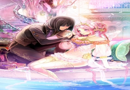 Princess and Lover - love, princess, art, couple, romance, orginal, cute