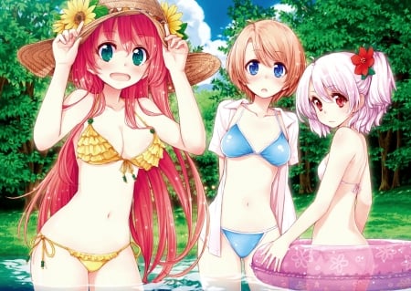 Summer Girls - game, swimsuit, summer, romance, love, long hair, girls, cg, bikini, cute, friends