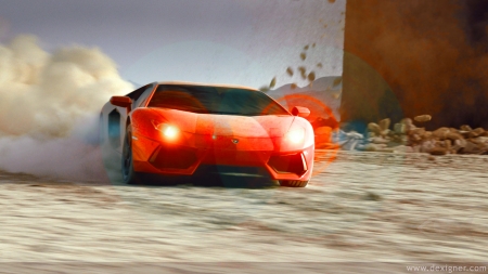 Lamborghini Lightning Fast - sand, mountains, fast, lamborghini, beautiful, cars