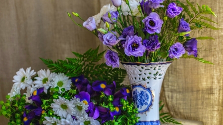 Bouquet of eustoma - delicate, bouquet, lovely, still life, vase, pretty, beautiful, eustoma, flowers