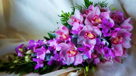 Orchid - bouquet, purple, blossoms, petals