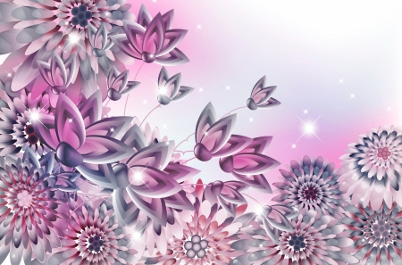 Pink flowers - vector, card, texture, flower, pink