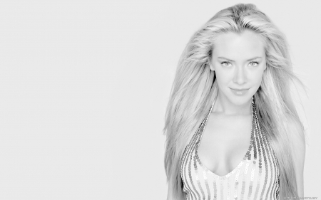 Kristanna Locken - white, woman, actress, girl, kristanna locken, bw, black, blonde