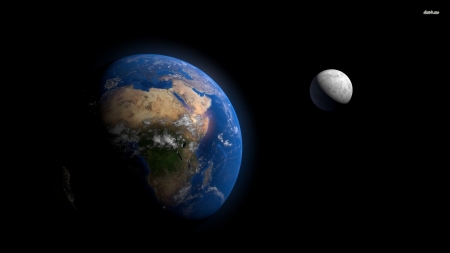 earth and the moon - moon, planet, space, earth