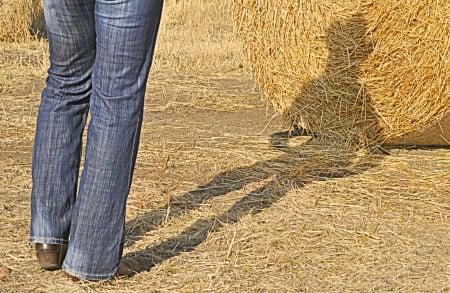 The Shadow.. - women, fun, female, boots, models, western, shadow, girls, cowgirl, style, outdoors, hay, ranch