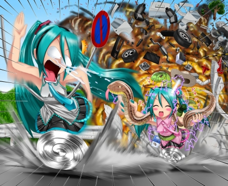 Hatsune Miku - manga, vocaloid, anime, blue, kazu-chan, funny, girl, hatsune miku