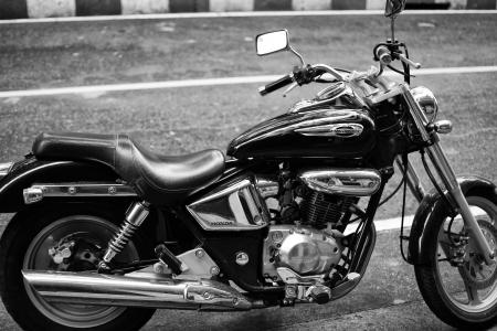 Motorbike in chiang Mai - chopper, Motorcycle, beauty, blackand white, Thailand