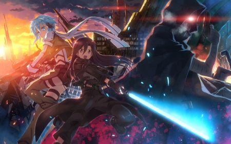 Sword Art Online - gun gale online, death gun, sao, kirito, kirigaya kazuto, gunland, asada shino, weapon, sword art online