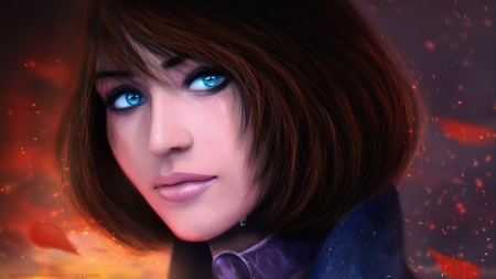 Elizabeth - woman, elizabeth, girl, blue eyes, magicnaanavi, fantasy, face, art, game, luminos