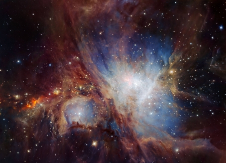 The Orion Nebula in Infrared from HAWK-I - fun, stars, cool, galaxy, nebula, space