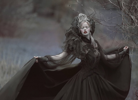 Evil Queen - black, woman, model, dress, girl, evil queen, agnieszka lorek, dark