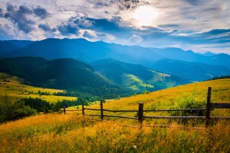 Tatras Mountains, Slovakia - fence, sky, landscape, clouds, sunset