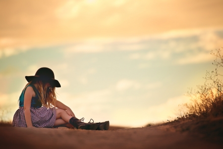 little girl - people, hair, sunset, belle, sightly, white, face, childhood, fair, little, bonny, adorable, wallpaper, child, set, nature, beautiful, pink, sweet, feet, nice, beauty, sky, hat, photography, pretty, baby, cute, kid, dainty, girl, lovely, pure, comely, desktopnexus, blonde