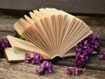 GOOD BOOK WITH LILAC FLOWERS