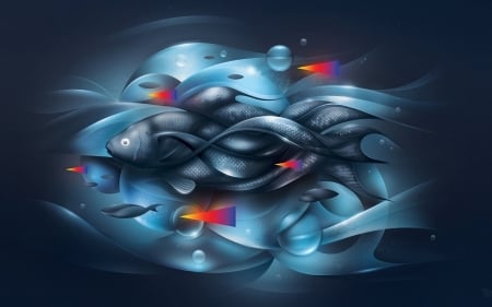 WALLFISH - fish, image, abstract, art