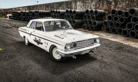 Ford-Fairlane-Thunderbolt - white, classic, ford, decals