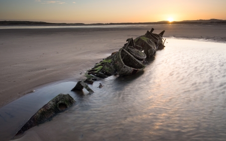 Ship Wreck - wreck, water, ship, boat, ocean, marine