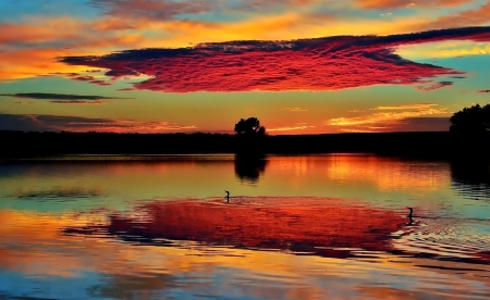 Lake Reflection - Reflection, Lake, Nature, Clouds