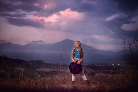 little girl - princess, people, hair, sunset, belle, sightly, white, face, childhood, fair, little, bonny, adorable, mountain, wallpaper, child, beautiful, pink, sweet, nice, beauty, sky, hat, photography, standing, pretty, baby, cute, kid, dainty, girl, lovely, pure, comely, desktopnexus, blonde