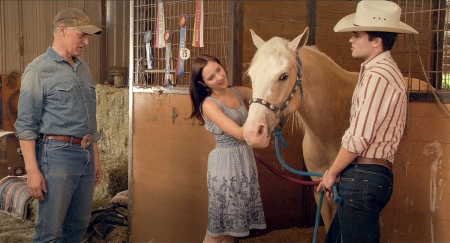 Checking On A Friend.. - women, fun, female, hats, brunettes, western, horse, cowboys, girls, cowgirl, style, stalls, barn, ranch