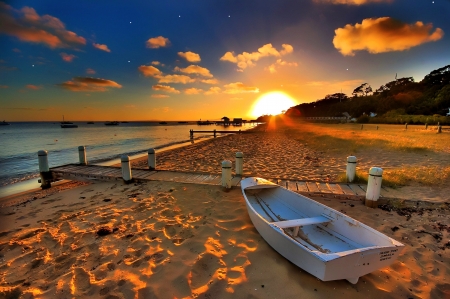 Summer - paradise, sunset, summer, boat, fantastic