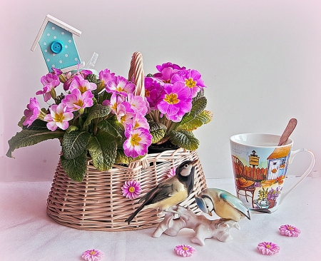 ♥ - flowers, basket, pink, soft